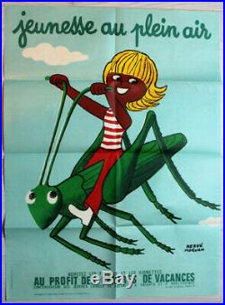 Affiche Jeunesse Au Plein Air Hervé Morvan 1973, sauterelle