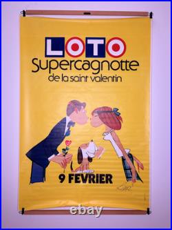 Affiche Kiraz Ancienne Loto Supercagnotte Saint Valentin Vintage 175x120
