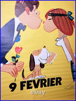 Affiche Kiraz Ancienne Loto Supercagnotte Saint Valentin Vintage 175x120