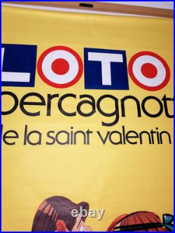 Affiche Kiraz Ancienne Loto Supercagnotte Saint Valentin Vintage 175x120