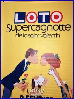 Affiche Kiraz Ancienne Loto Supercagnotte Saint Valentin Vintage 175x120