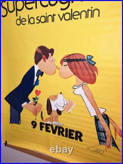 Affiche Kiraz Ancienne Loto Supercagnotte Saint Valentin Vintage 175x120