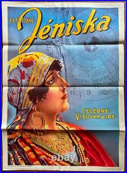 Affiche LA GITANE JENISKA Célébre Visionnaire MAGIE Voyance 61x85cm Litho 30's