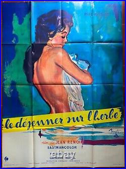 Affiche LE DEJEUNER SUR L'HERBE Paul Meurisse JEAN RENOIR Brenot 120x160cm 1959