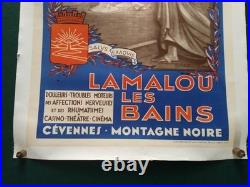 Affiche Lamalou-les-Bains vers 1930 Chemins de fer P. O. Midi