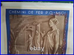 Affiche Lamalou-les-Bains vers 1930 Chemins de fer P. O. Midi