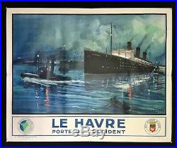 Affiche Le Havre Porte de lOccident / Paquebot Île de France /André Galland