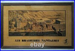 Affiche Les Brasseries Nantaises circa 1920 gravure C. HIRSCH 40 x 65 cm