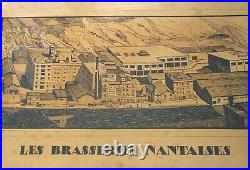 Affiche Les Brasseries Nantaises circa 1920 gravure C. HIRSCH 40 x 65 cm