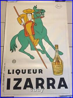 Affiche Lithographie Ancienne Liqueur Izarra Zulla Vercasson 1934 Pays Basque
