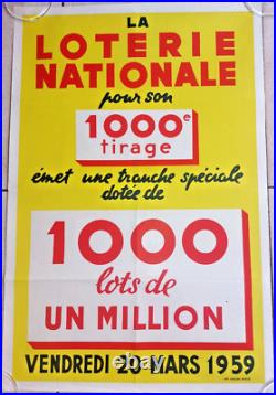 Affiche Loterie Nationale 1000ème 1959