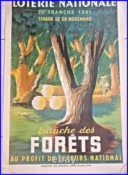 Affiche Loterie Nationale 1941 Tranche des forêts Secours National