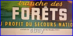 Affiche Loterie Nationale 1941 Tranche des forêts Secours National