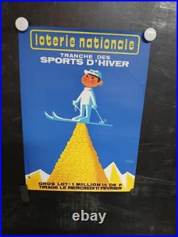 Affiche Loterie Sports D'hiver Herve Morvan Mignonne 1960 38x29cm Litho