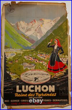 Affiche Luchon Reine Des Pyrenees Sports Hiver Sncf H Bazin Laborie Freres Z221