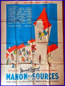 Affiche MANON DES SOURCES Marcel Pagnol DUBOUT Clocher église 120x160cm 1952