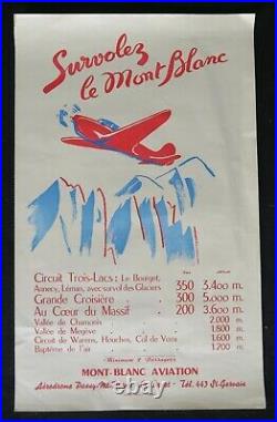 Affiche MONT-BLANC AVIATION Chamonix Megève Saint-Gervais Léman Annecy poster