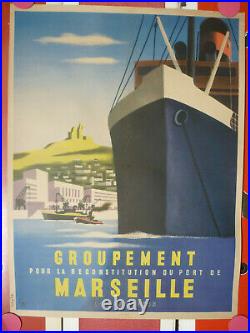 Affiche Marseille le port 1947 par Nathan Garamond originale