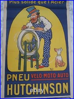 Affiche Mich Hutchinson pneus vélo moto auto affiches Gaillard Paris Amiens 1920