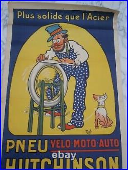 Affiche Mich Hutchinson pneus vélo moto auto affiches Gaillard Paris Amiens 1920