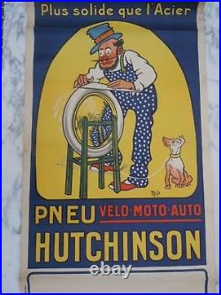 Affiche Mich Hutchinson pneus vélo moto auto affiches Gaillard Paris Amiens 1920