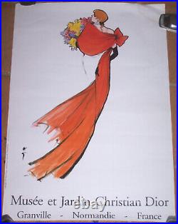 Affiche Musée Jardin Christian Dior Granville Femme Robe Rouge René Gruau 1997