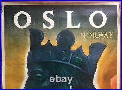 Affiche OSLO NORWAY Norwegian State Railways MICHAELSEN Norvège 63x100cm 1950