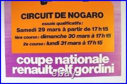 Affiche Orig. Coupe Nationale Renault 5 Alpine Elf Gordini Nogaro 1980 Orange