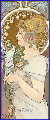 Affiche Originale Alphonse Mucha La Plume Art Nouveau Lalique 1899
