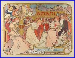 Affiche Originale Alphonse Mucha Les Amants Bernhardt Art Nouveau 1895