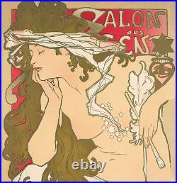 Affiche Originale Alphonse Mucha Salon des Cent La Plume 1896