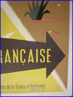 Affiche Originale Ancienne Afrique Equatoriale Française 1958 entoilée