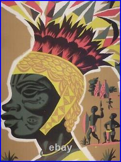 Affiche Originale Ancienne Afrique Equatoriale Française 1958 entoilée
