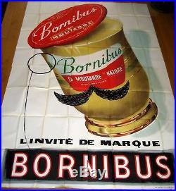 Affiche Originale Ancienne Collection Bornibus Moutarde en 4 panneaux Roques