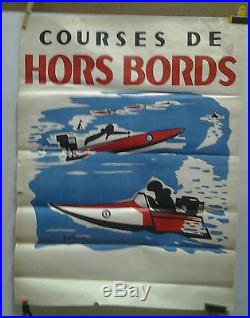 Affiche Originale Ancienne Courses De Hors Bords D Villard