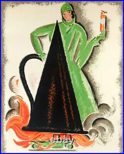 Affiche Originale Art Déco Charles Loupot Stop-Fire Automobile 1925