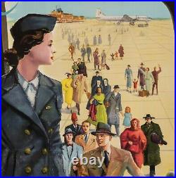 Affiche Originale Aviation Tout le monde voyage par Sabena Belgique 1950
