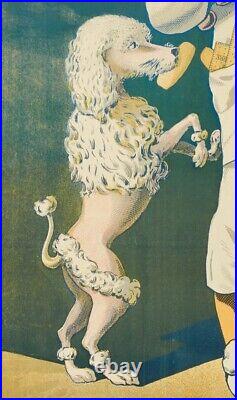 Affiche Originale Biscuit Georges Chien caniche Pierrot Paris 1900