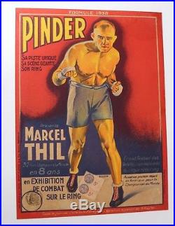 Affiche Originale Boxe Boxing Cirque Circus Poster Pinder Marcel Thil 1938