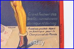 Affiche Originale Boxe Boxing Cirque Circus Poster Pinder Marcel Thil 1938