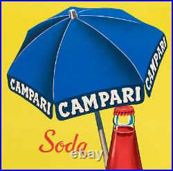 Affiche Originale Campari Soda Disseta Italie Liqueur Plage 1970
