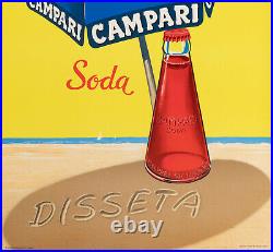Affiche Originale Campari Soda Disseta Italie Liqueur Plage 1970