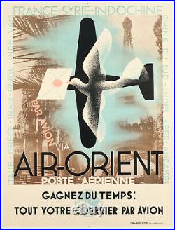 Affiche Originale Cassandre Air Orient Avions France Poste 1932