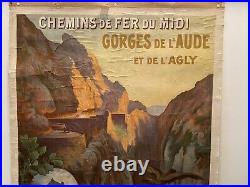 Affiche Originale Chemin De Fer Du Midi, Gorges De L'aude, Galamus, E. Demonbé
