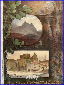 Affiche Originale Chemin De Fer Du Midi, Gorges De L'aude, Galamus, E. Demonbé