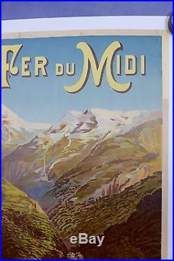 Affiche Originale Chemins de Fer du Midi Eaux Bonnes, Luchon, Pic du Ger