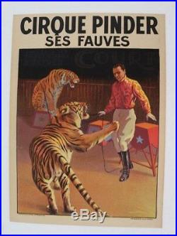 Affiche Originale Cirque Circus Poster Pinder Fauves Dompteur Tigres Bedos