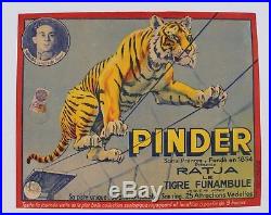 Affiche Originale Cirque Circus Poster Pinder Ratja Tigre Funambule Gargas Dompt