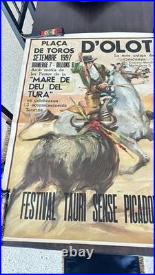 Affiche Originale Corrida Olot 1997 Catalogne 108x79 CM Tauromachie Vintage