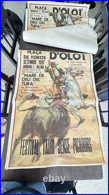 Affiche Originale Corrida Olot 1997 Catalogne 108x79 CM Tauromachie Vintage